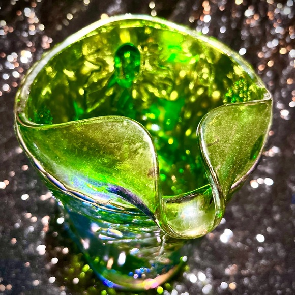 Vintage Carnival Glass Pitcher Harvesting EmeraldGreen to Blue Iridescent - Picture 6 of 12